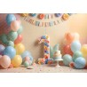 A Colorful Birthday Party Setup With 1 Year Cake Best Theme