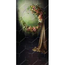 Dark Hanging Floral Halo Ring Photography Backdrop