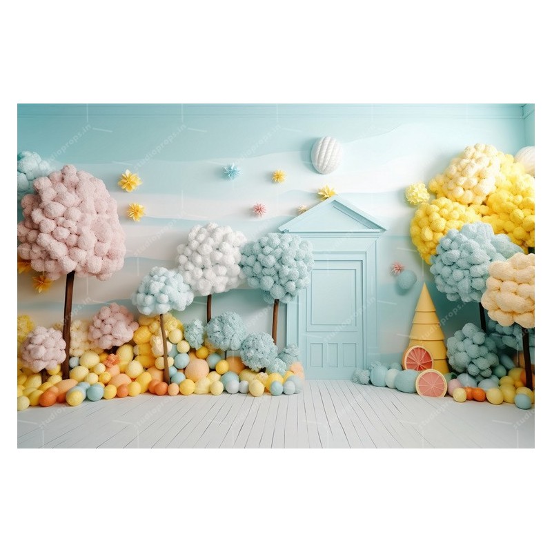 A whimsical scene with colorful ball ONLINE AVAILBLE AT STUDIOPROPS.IN