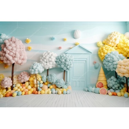 A whimsical scene with colorful ball ONLINE AVAILBLE AT STUDIOPROPS.IN