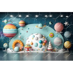 Birthday Cake With Space & Planets ONLINE AVAILBLE AT STUDIOPROPS.IN