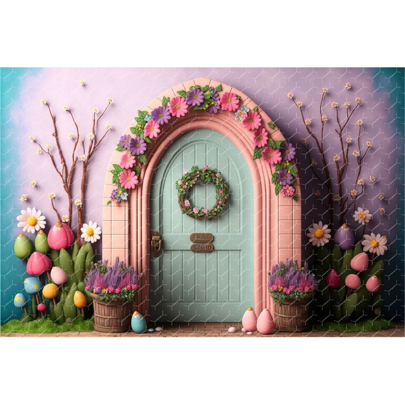 Easter Pink Scene With Door Photography Studio Background Easter Celeb